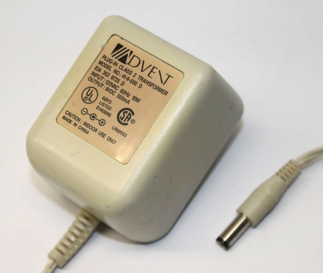 New 9V 500mA Advent 41-9-500D Power Supply Ac Adapter
